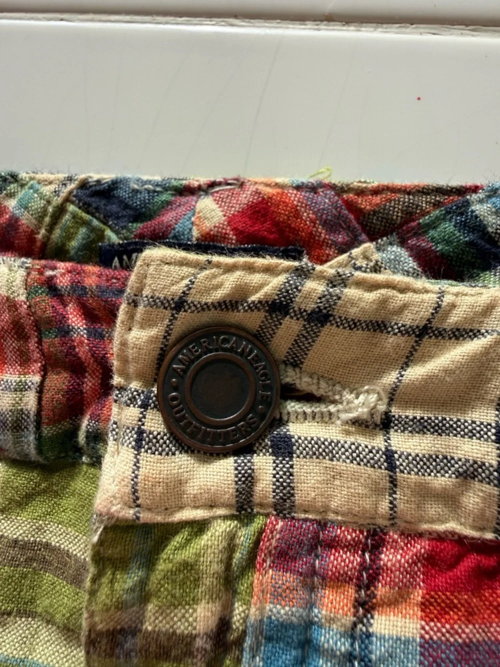 Vintage Y2K Plaid Patchwork Low Rise Mini Skirt Sz 14 American Eagle Outfitters - Picture 12 of 13